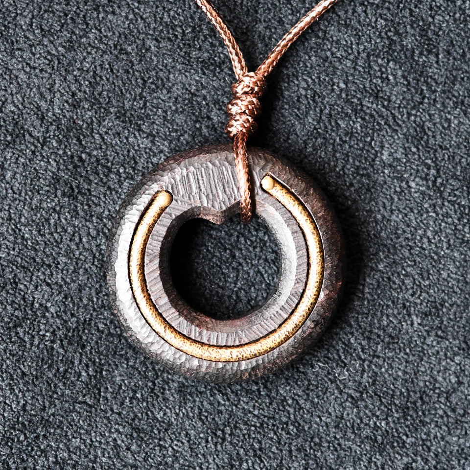 Ω-Shaped Ebony Wood with Brass Line - Pendant