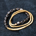 Ebony Wood Bead - Triple Wrap Bracelet