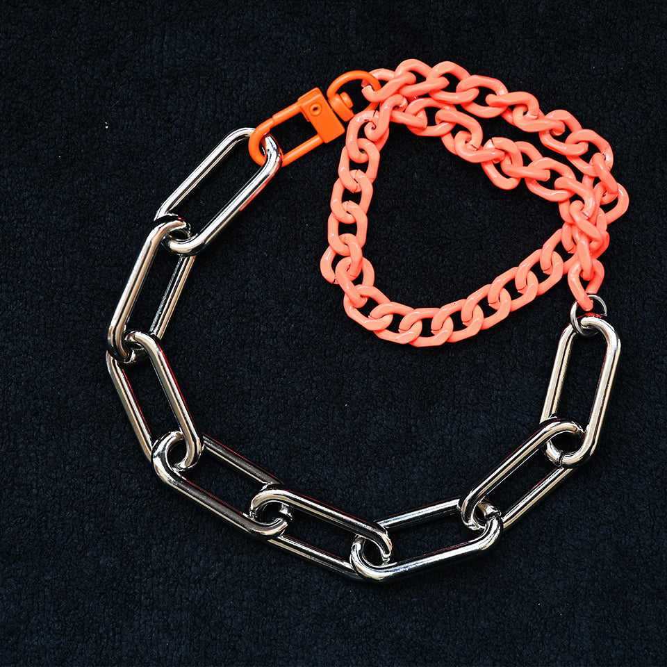 Collision: Silver & Orange - Necklace