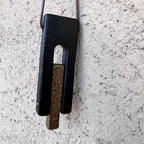 U-Shaped Brass Inlaid Ebony Wood - Pendant
