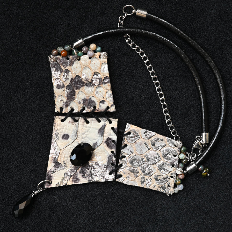Diamond Form Collage - Silver - Necklace