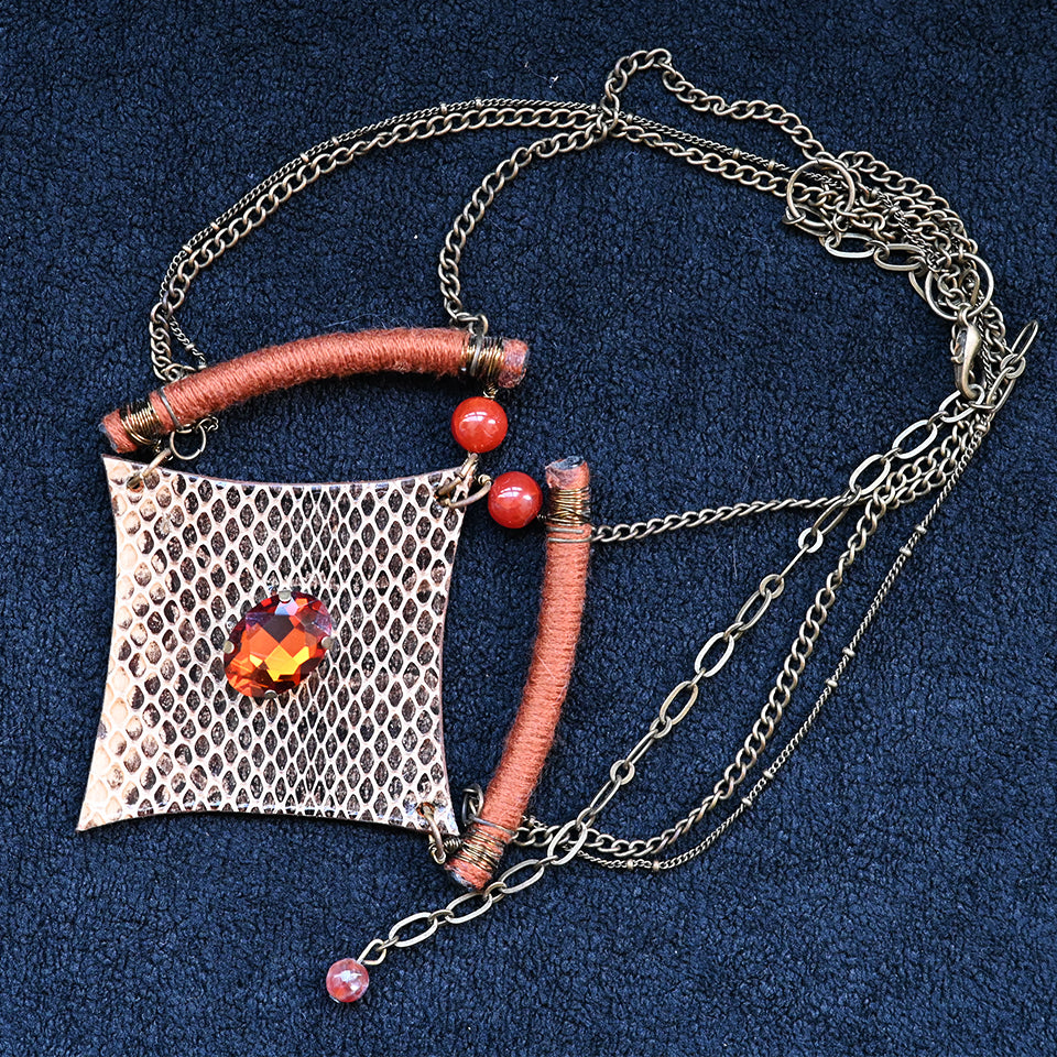 Diamond Form Pendant - Brass - Necklace