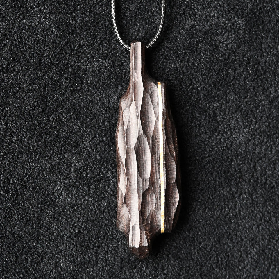 I-Shaped Ebony Wood with Brass Line - Pendant