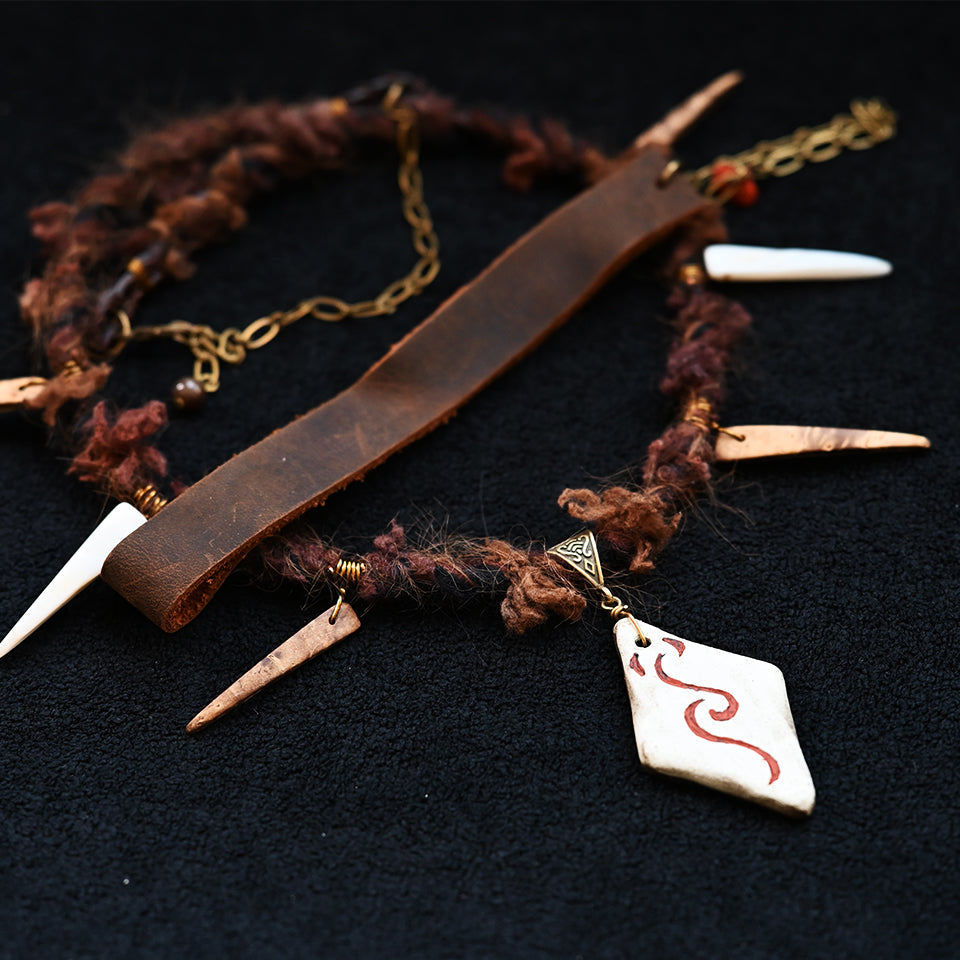 Thorned Diamond Form Pendant - Choker Necklace