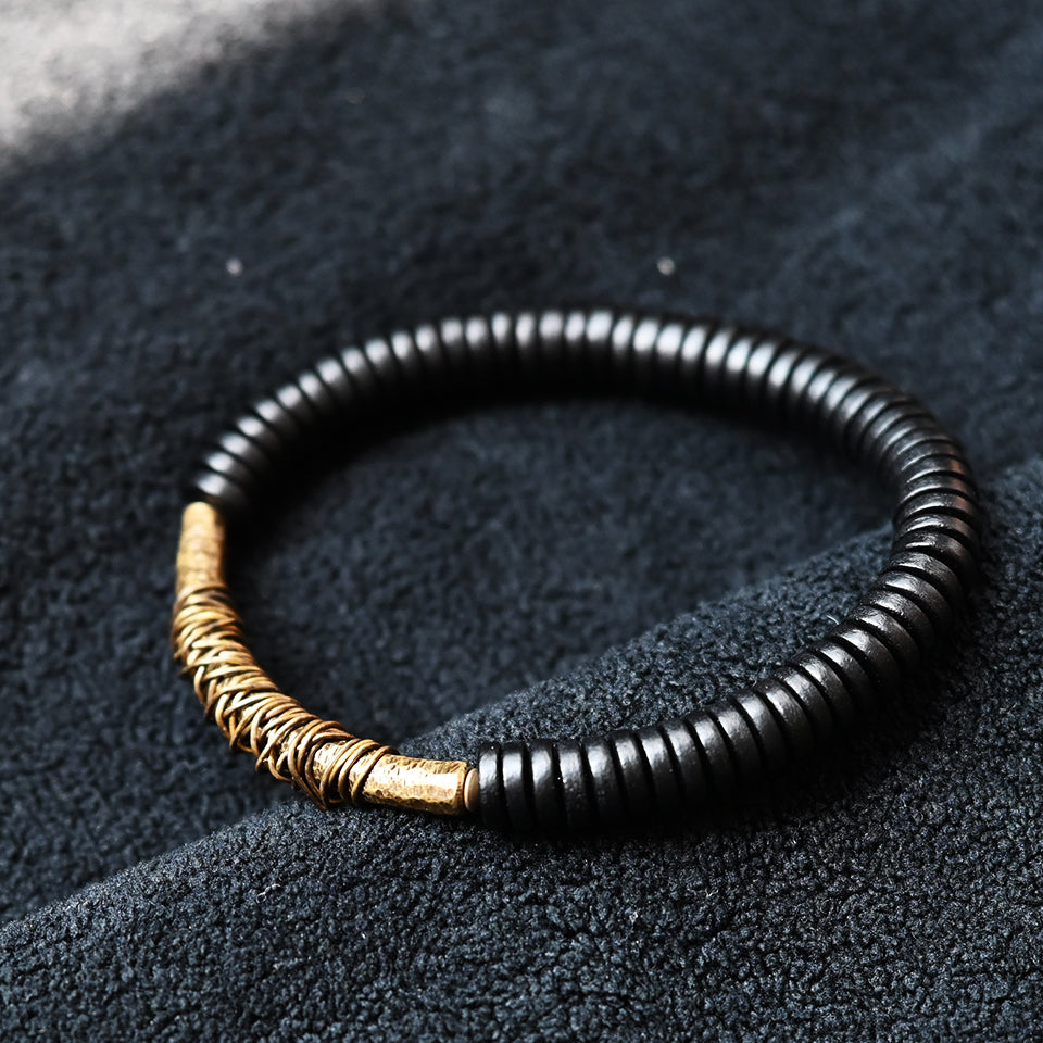 Wrapped Brass Bar - Single Wrap Bracelet