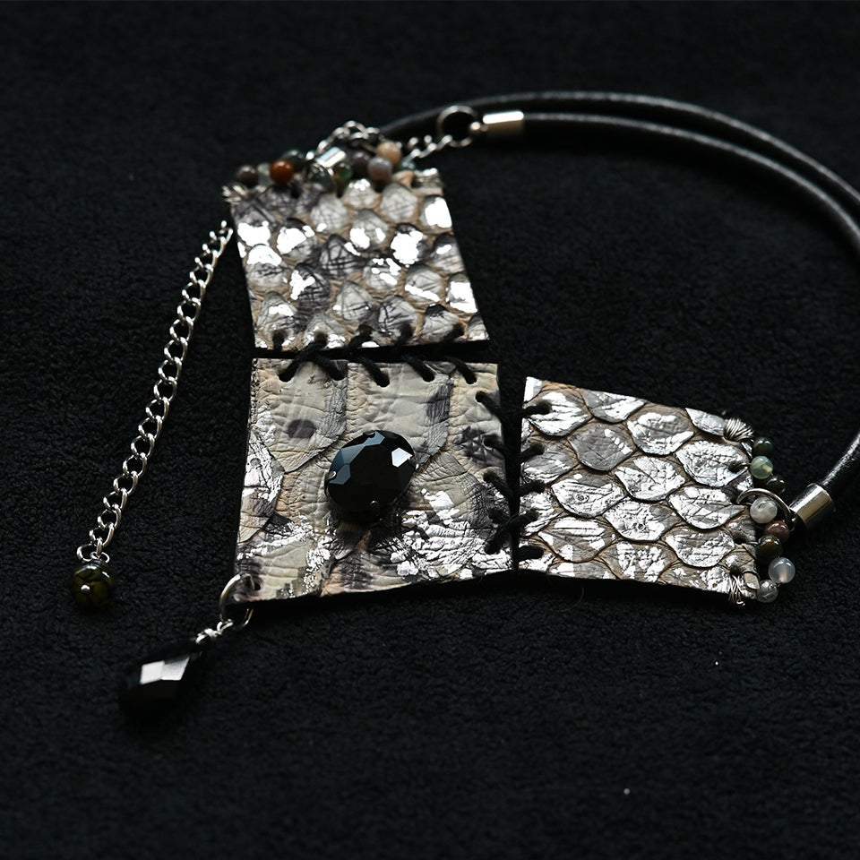 Diamond Form Collage - Silver - Necklace