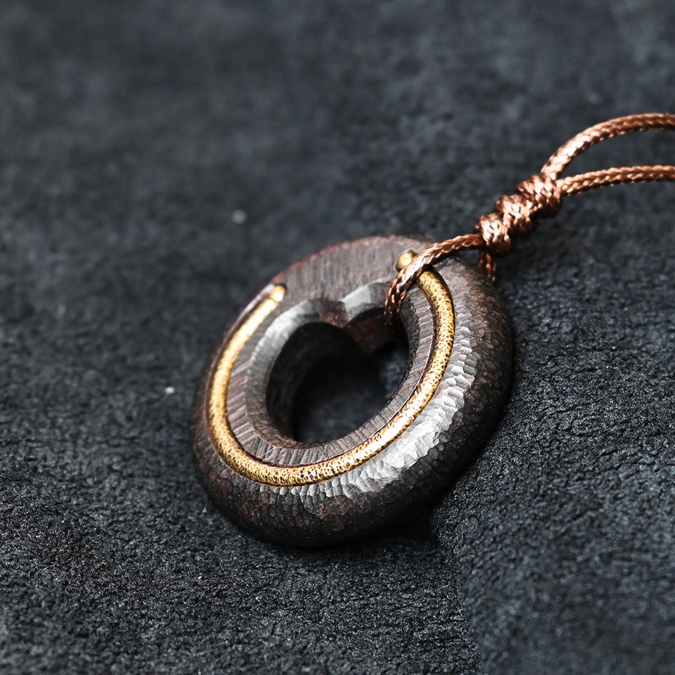 Ω-Shaped Ebony Wood with Brass Line - Pendant