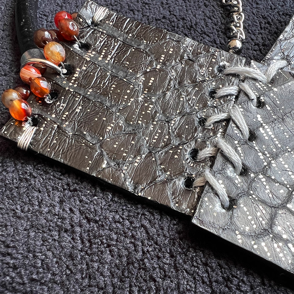 Diamond Form Collage - Black - Necklace