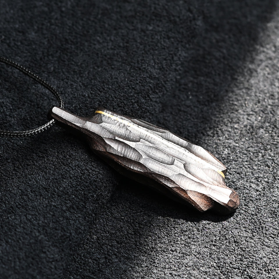 I-Shaped Ebony Wood with Brass Line - Pendant