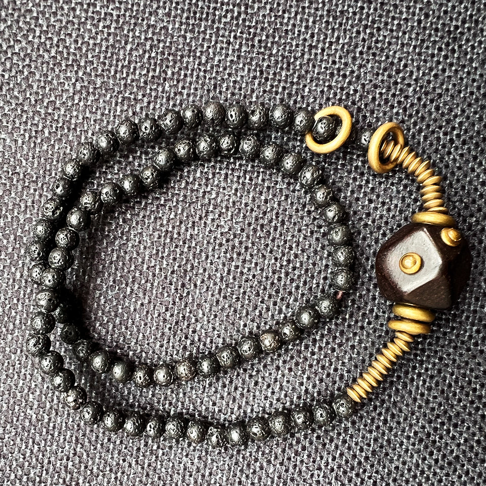 Ebony Wood Bead - Double Wrap Bracelet