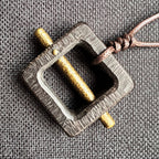 Square Ebony Wood with Brass Bar - Pendant