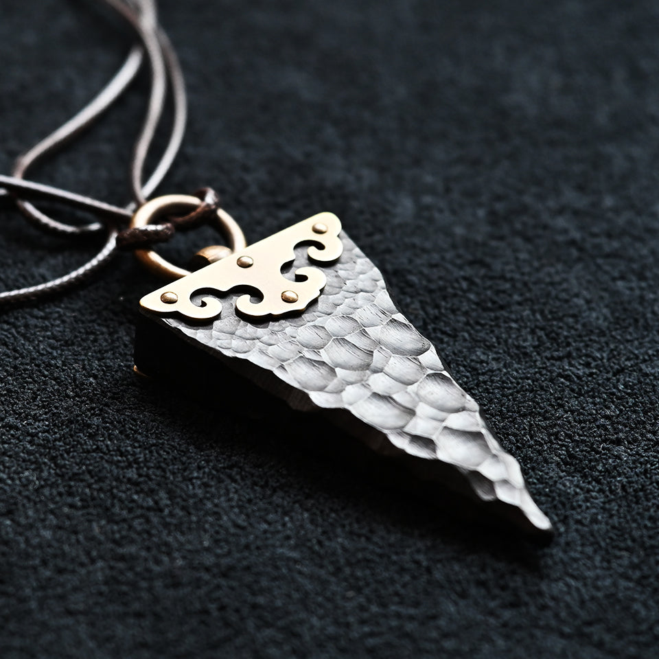 Brass-Clad Ebony Wood Triangle - Pendant