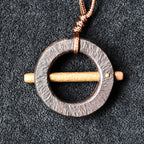 Round Ebony Wood with Brass Bar - Pendant