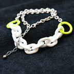 Interlocked: White & Silver - Necklace
