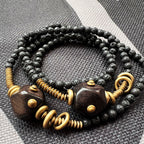 Ebony Wood Bead - Double Wrap Bracelet