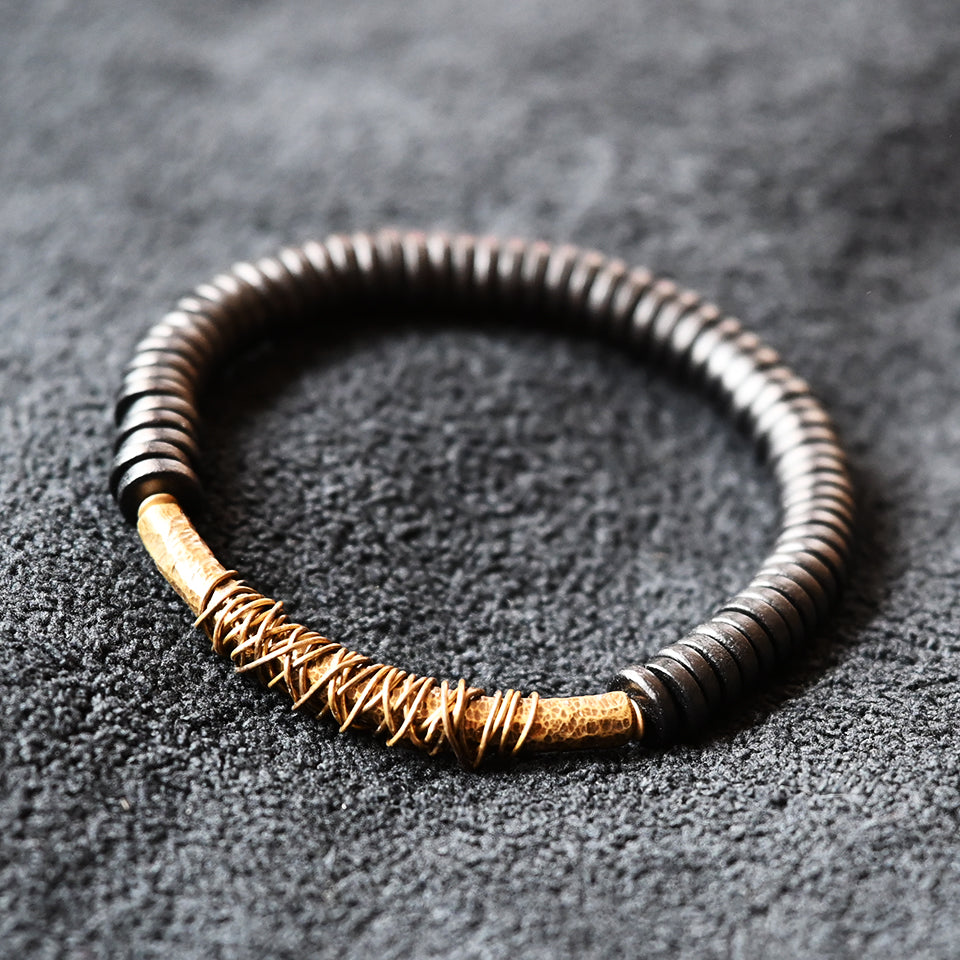Wrapped Brass Bar - Single Wrap Bracelet