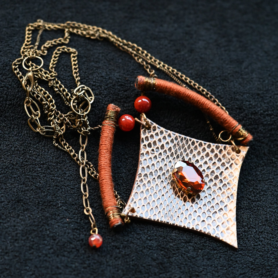Diamond Form Pendant - Brass - Necklace