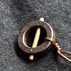 Round Ebony Wood with Brass Bar - Pendant