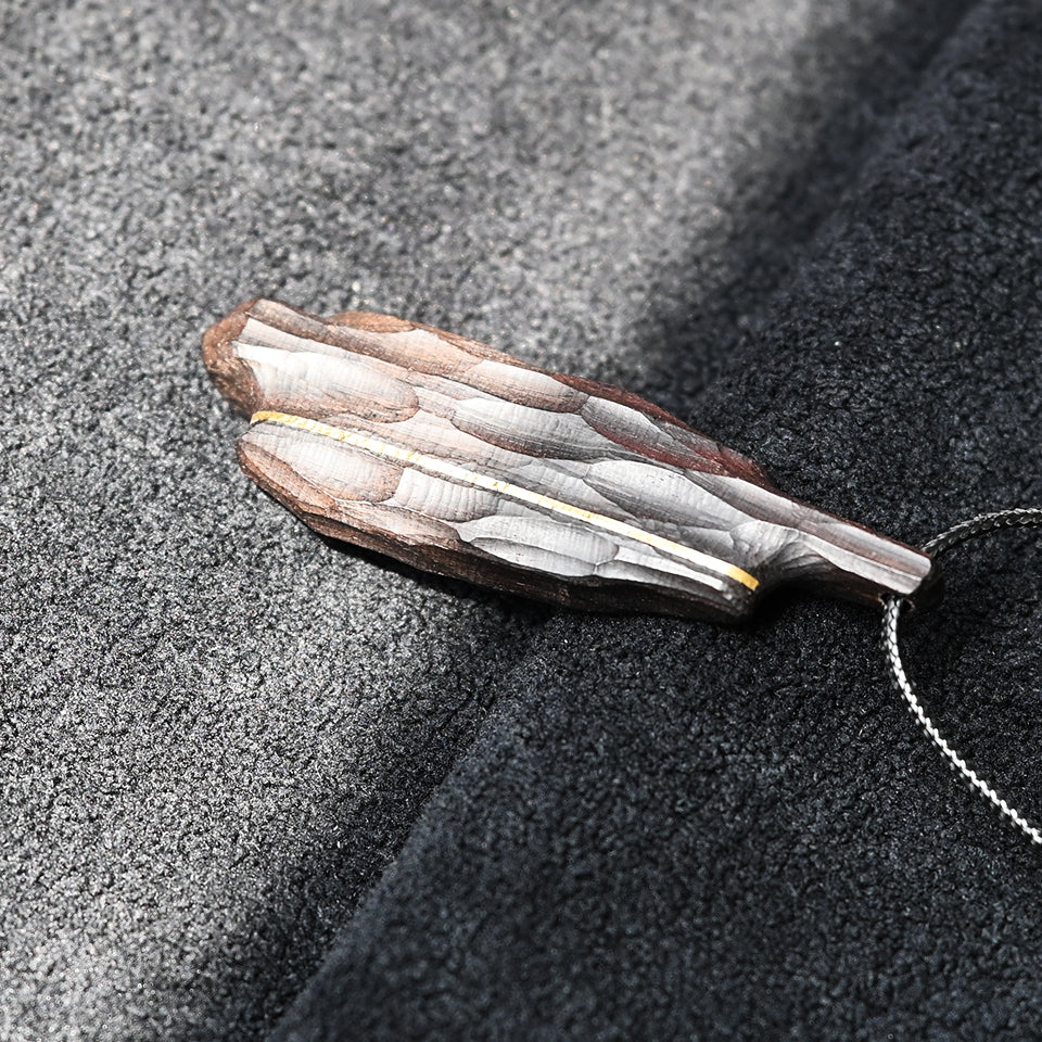 I-Shaped Ebony Wood with Brass Line - Pendant