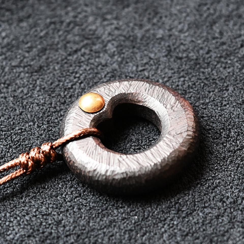 Ω-Shaped Ebony Wood with Brass Line - Pendant
