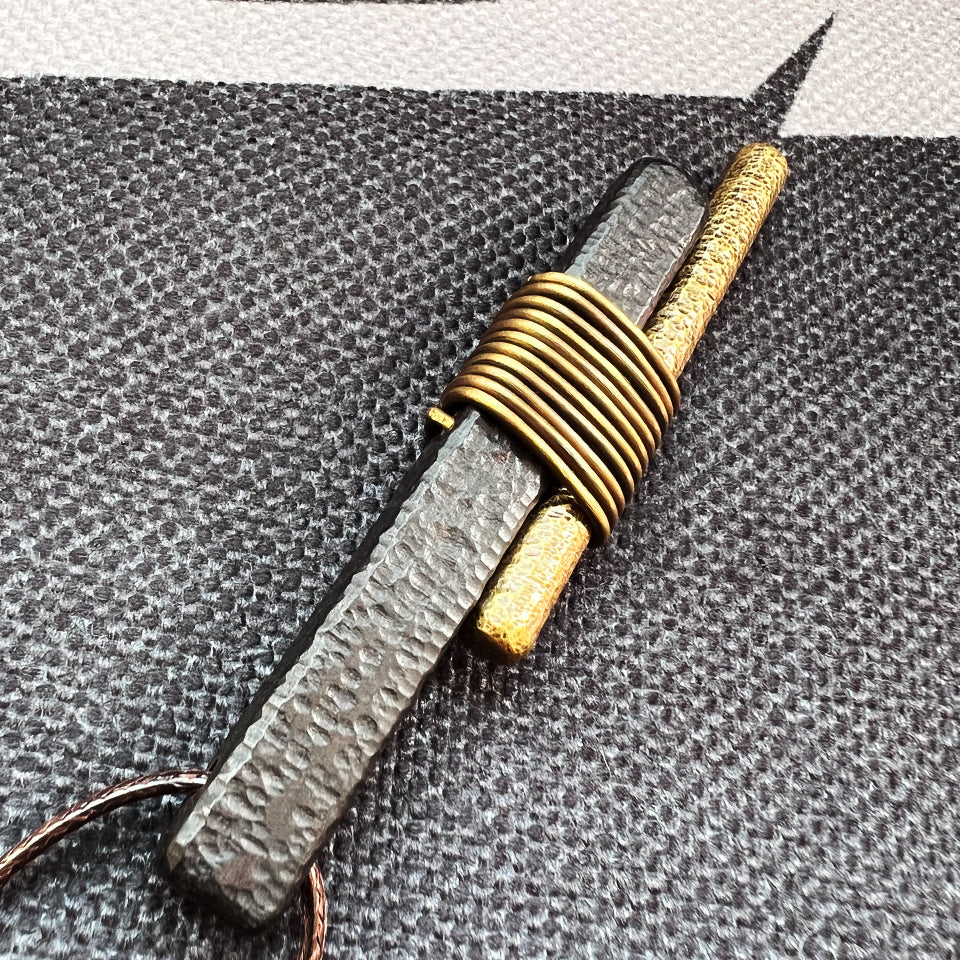 Wrapped Ebony Wood & Brass - Pendant