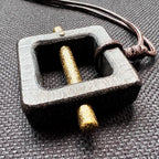 Square Ebony Wood with Brass Bar - Pendant