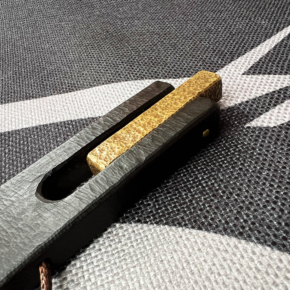 U-Shaped Brass Inlaid Ebony Wood - Pendant