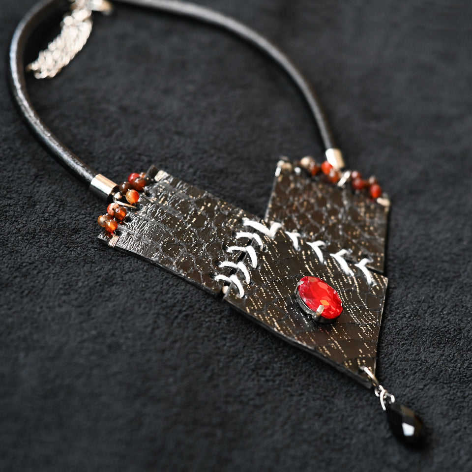 Diamond Form Collage - Black - Necklace