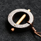 Round Ebony Wood with Brass Bar - Pendant