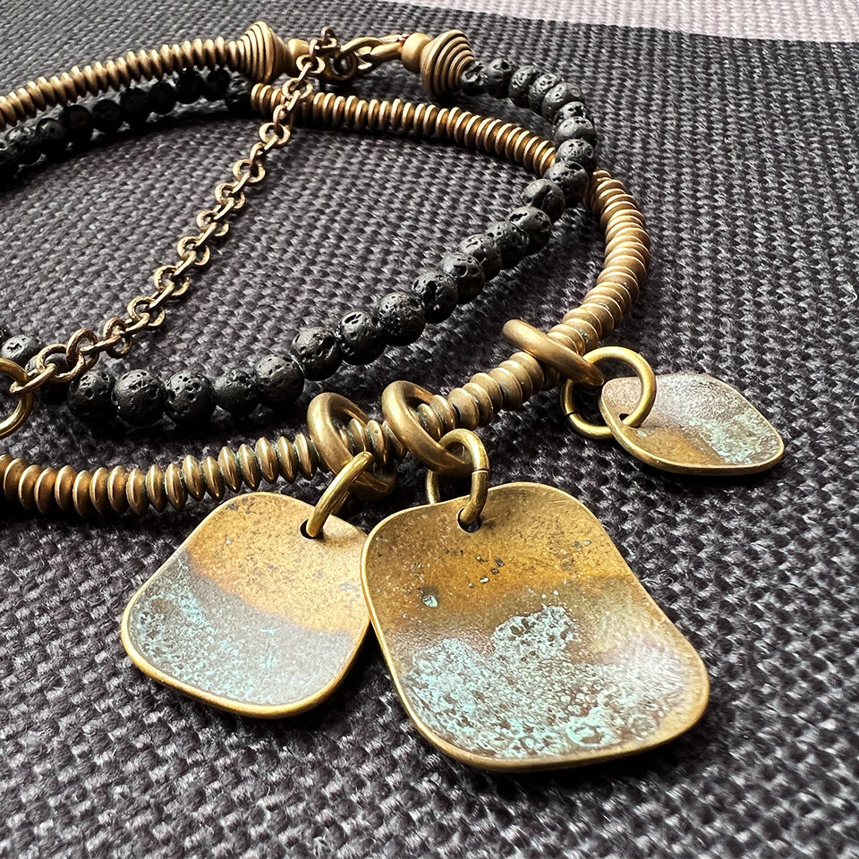 Bronze Fragments - Triple Wrap Bracelet