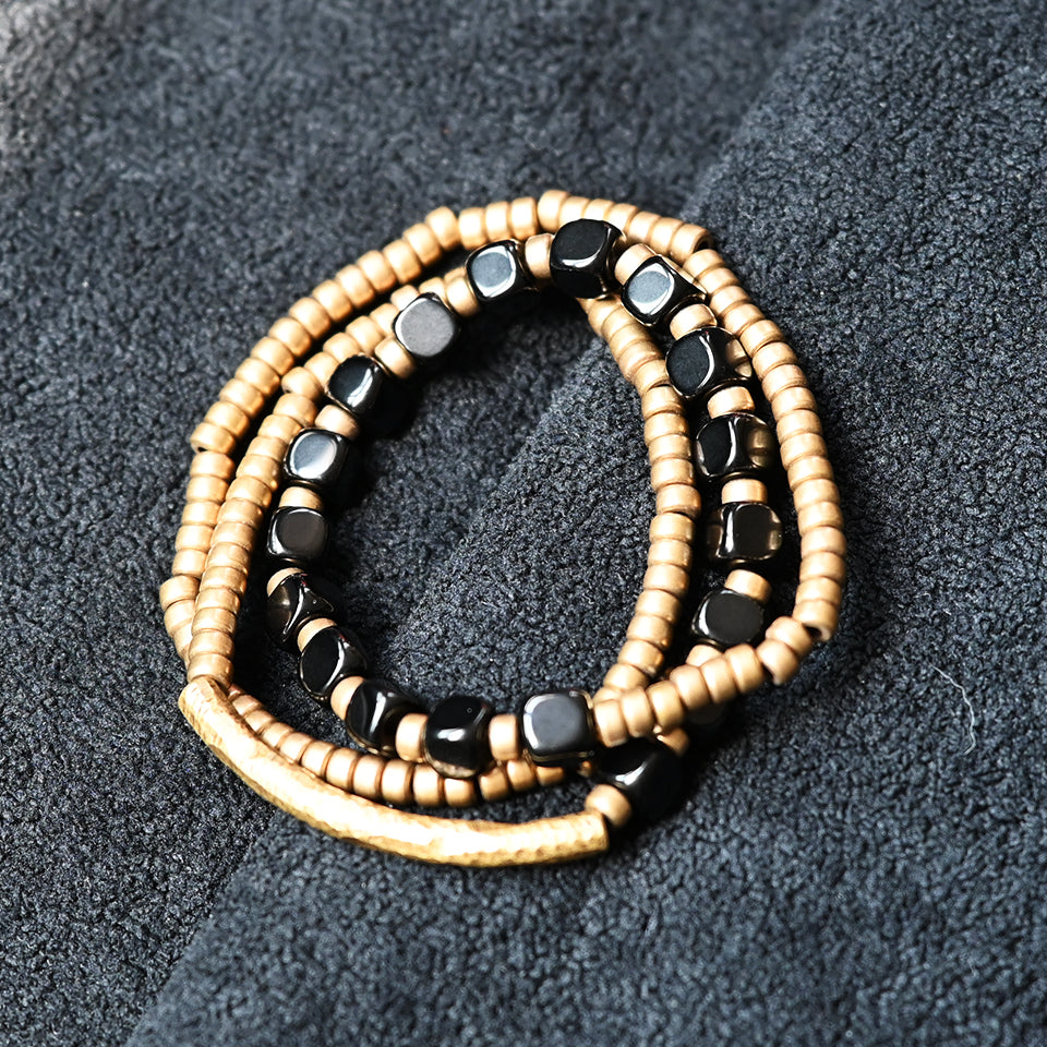 Obsidian - Triple Wrap Bracelet