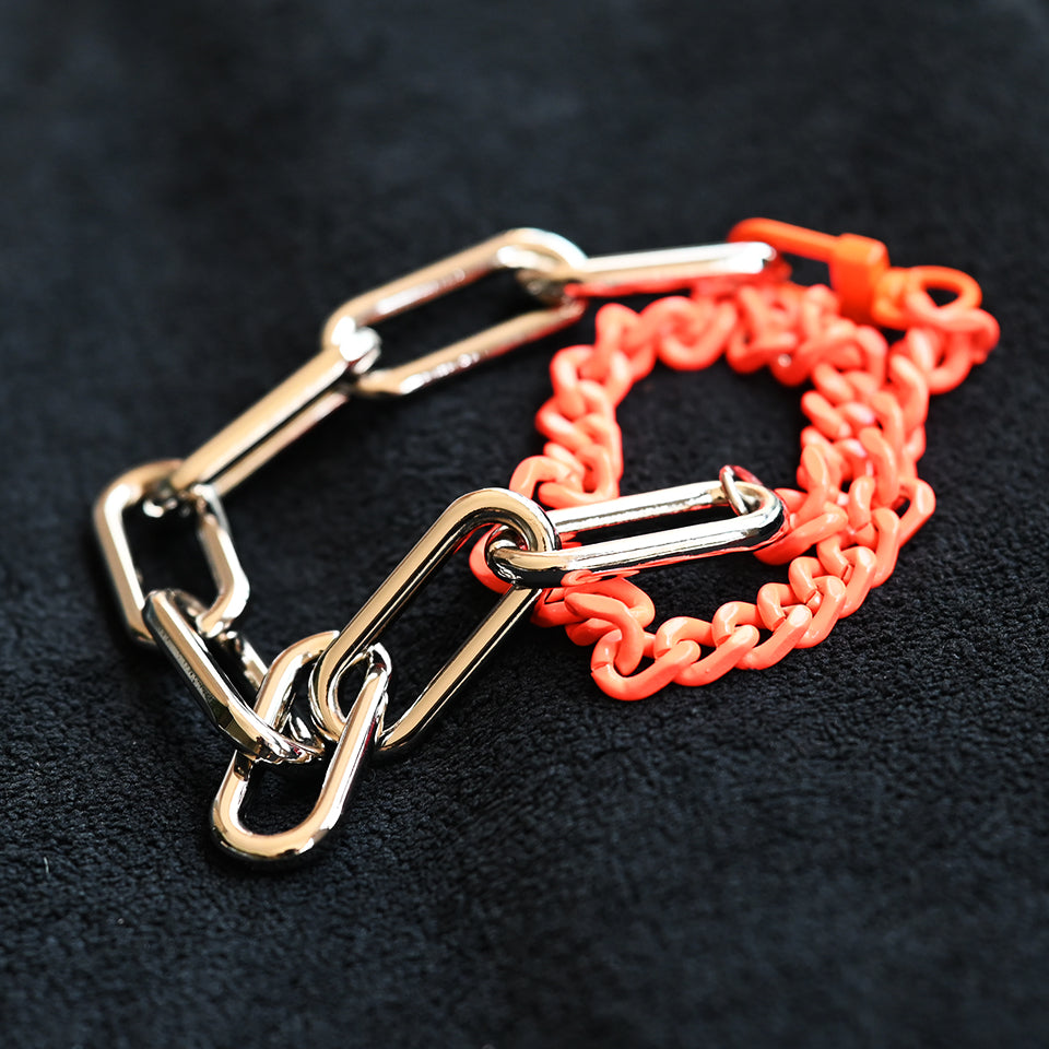 Collision: Silver & Orange - Necklace