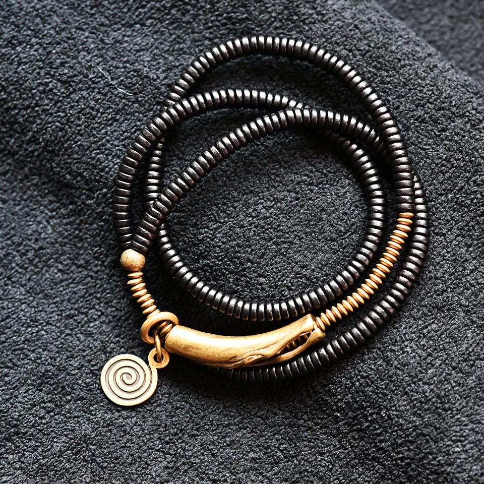 Cracked Brass - Triple Wrap Bracelet