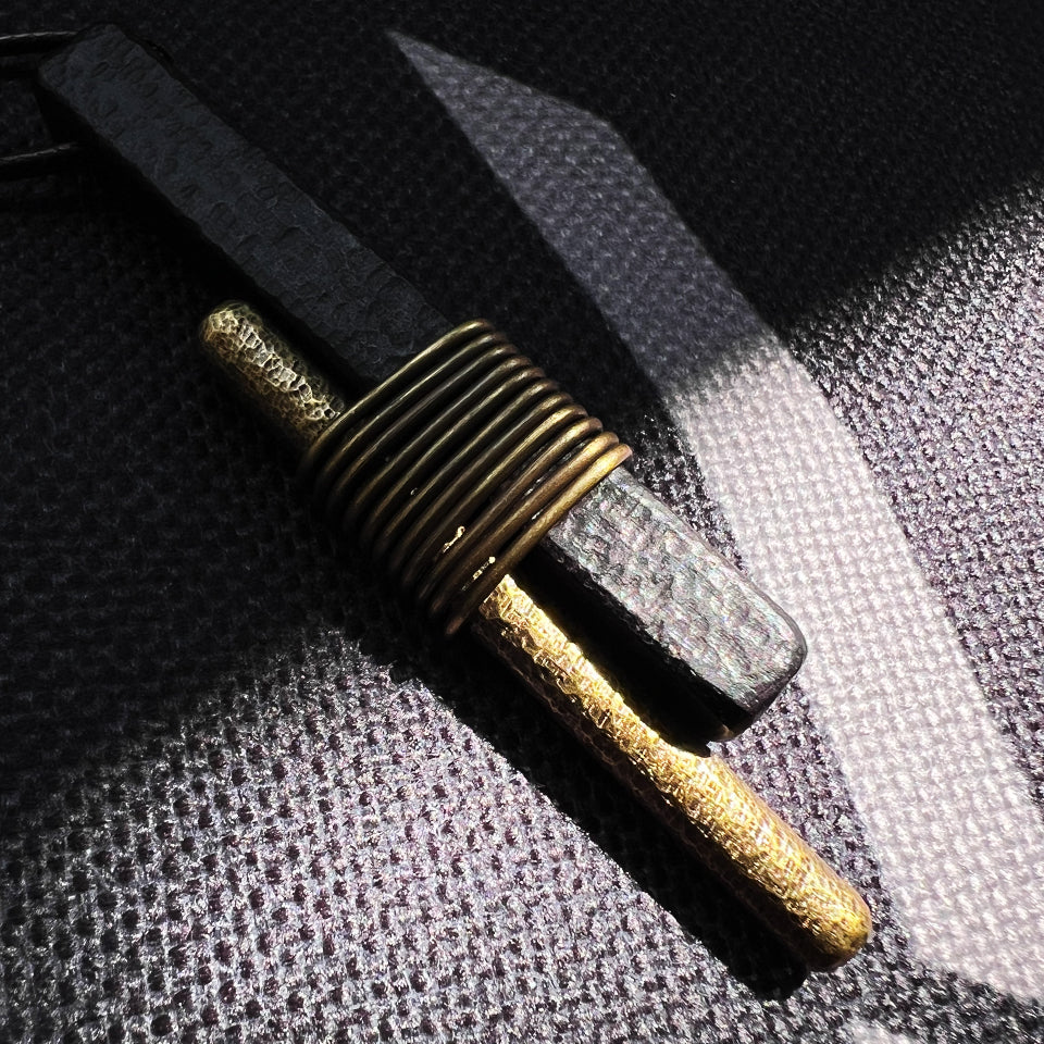 Wrapped Ebony Wood & Brass - Pendant