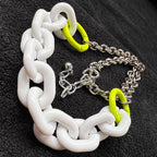 Interlocked: White & Silver - Necklace