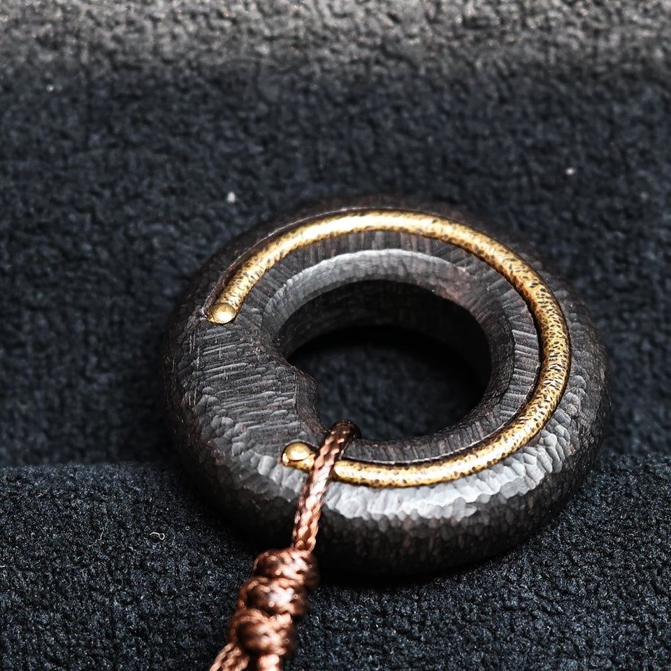 Ω-Shaped Ebony Wood with Brass Line - Pendant