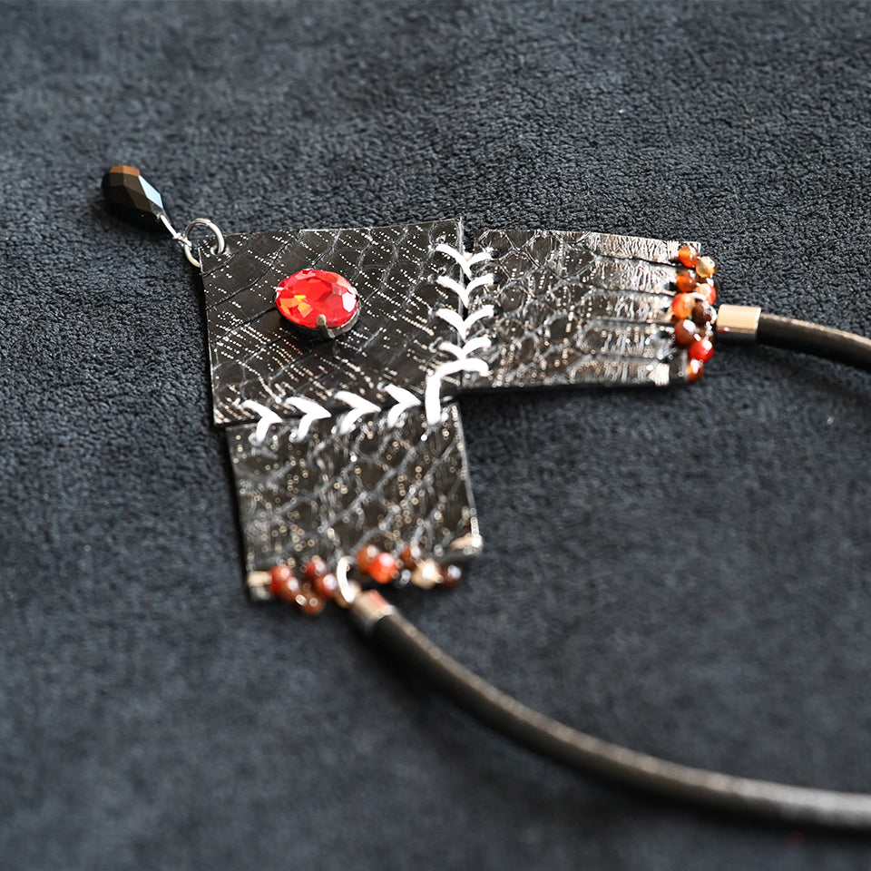 Diamond Form Collage - Black - Necklace