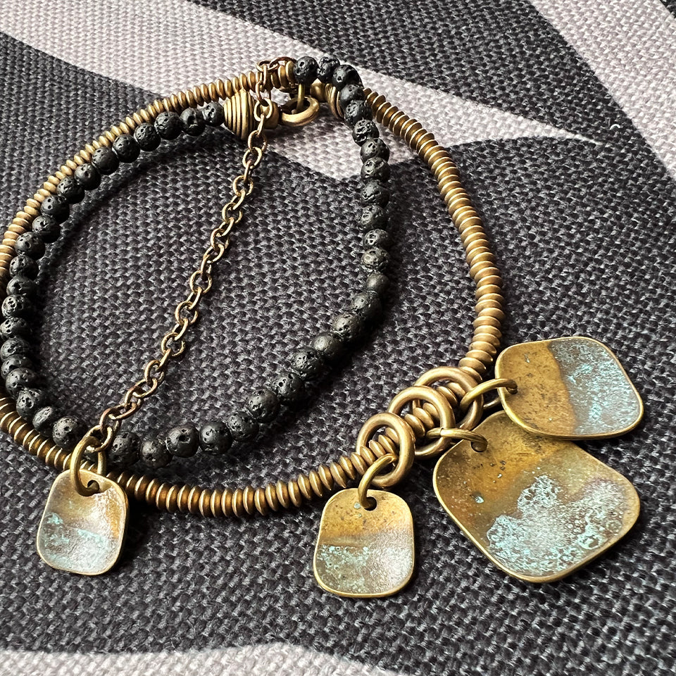 Bronze Fragments - Triple Wrap Bracelet