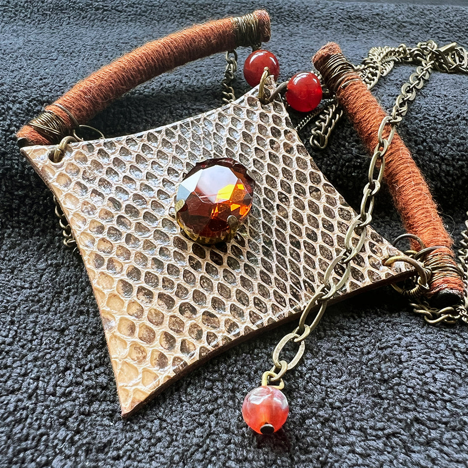 Diamond Form Pendant - Brass - Necklace
