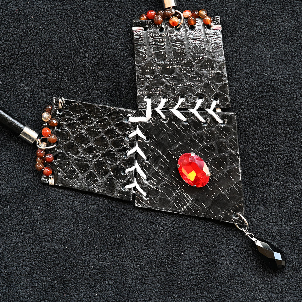Diamond Form Collage - Black - Necklace
