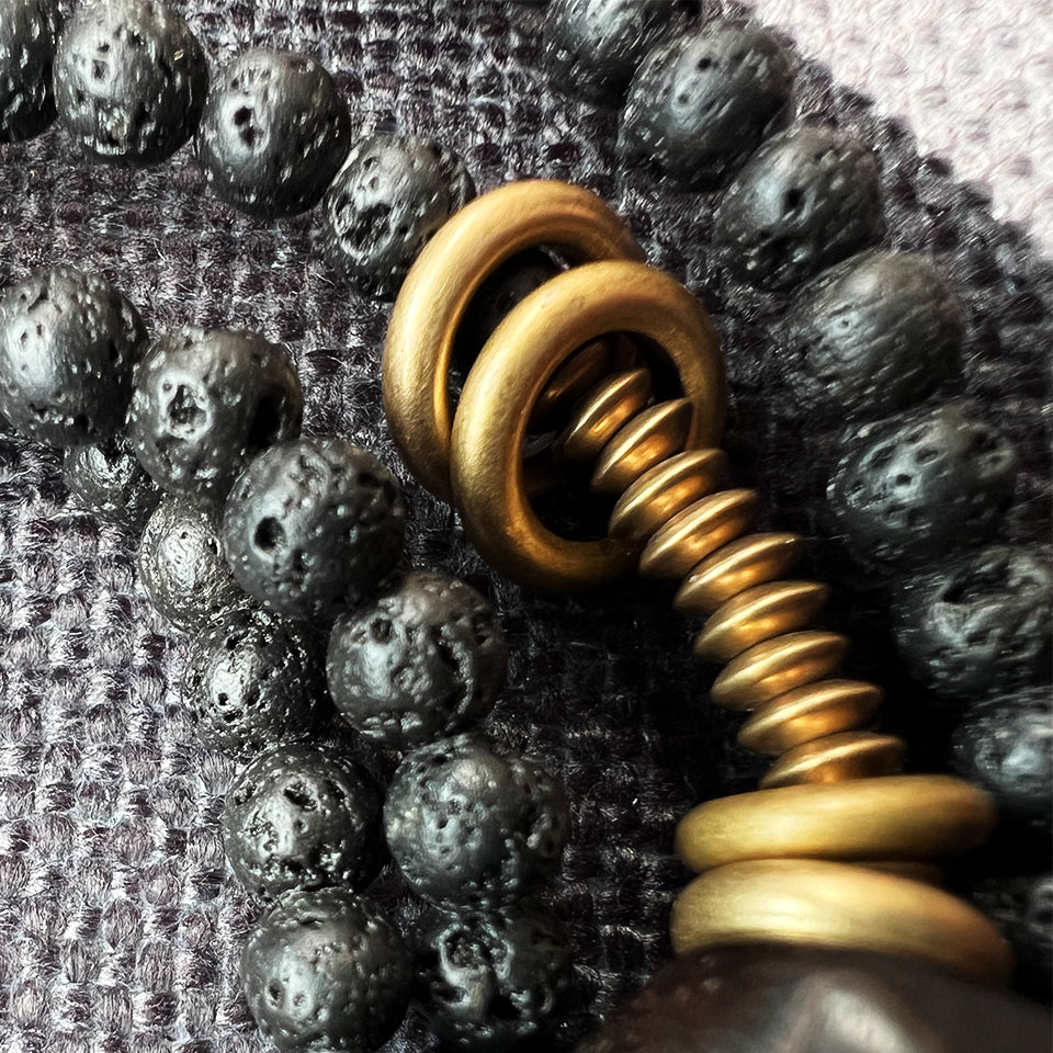 Ebony Wood Bead - Double Wrap Bracelet