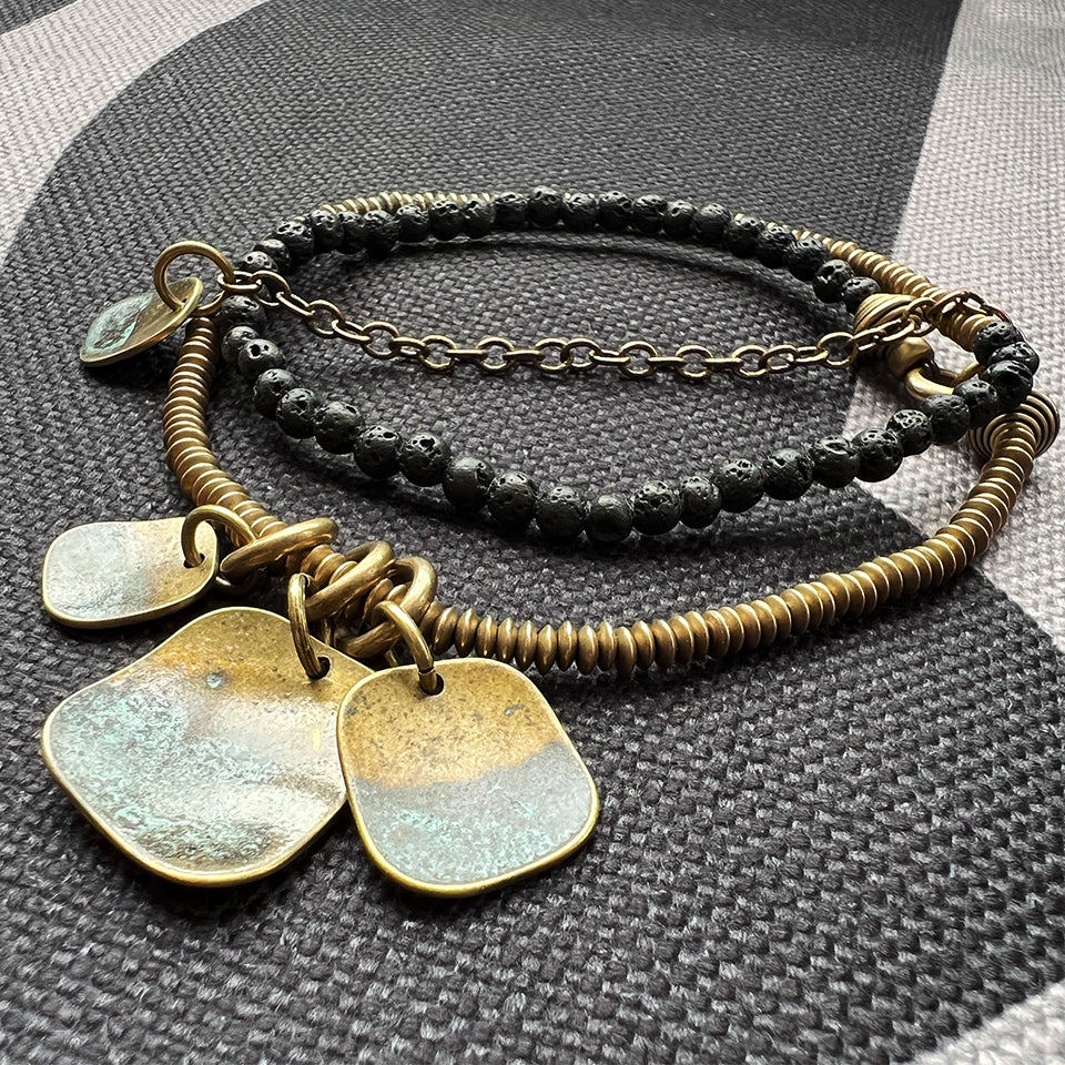 Bronze Fragments - Triple Wrap Bracelet