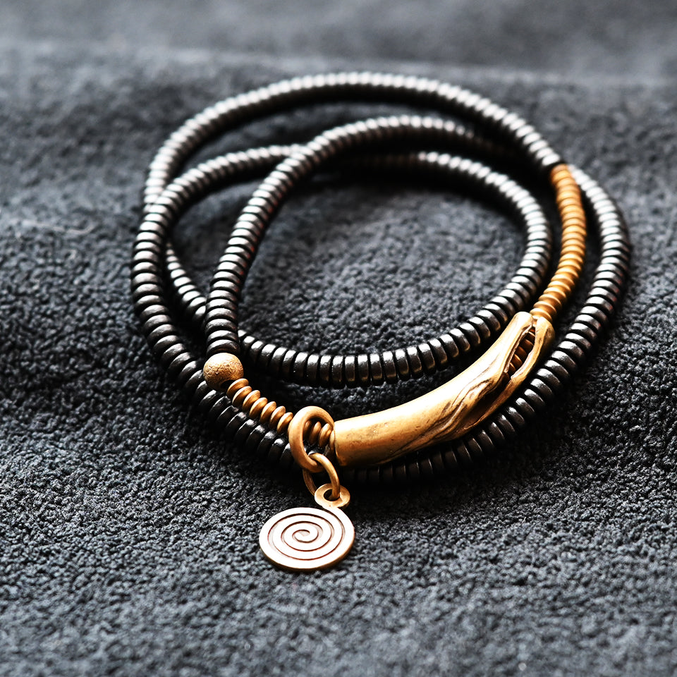 Cracked Brass - Triple Wrap Bracelet