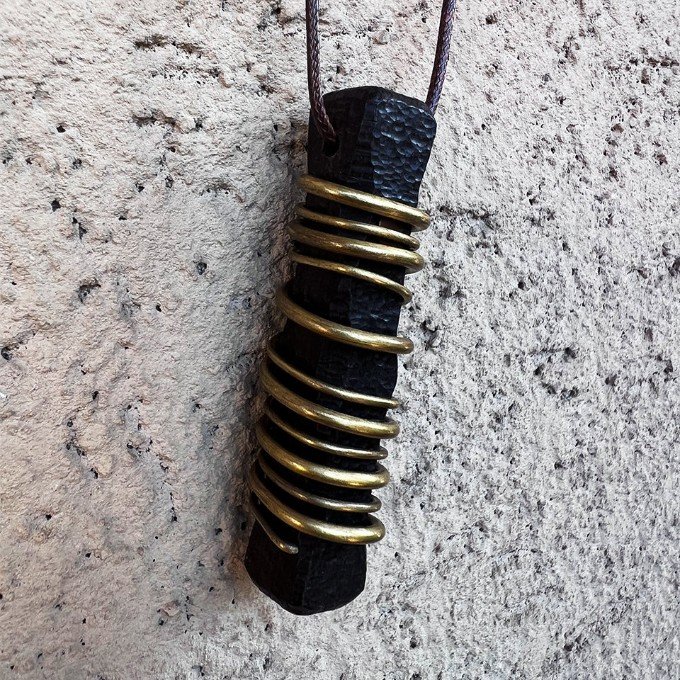 Wrapped Ebony Wood - Pendant