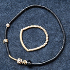 Agate Stone ( Black )- Layered Double & Single Wrap Bracelets