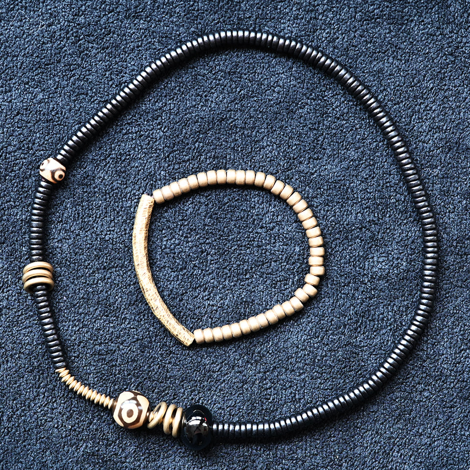 Agate Stone ( Black )- Layered Double & Single Wrap Bracelets