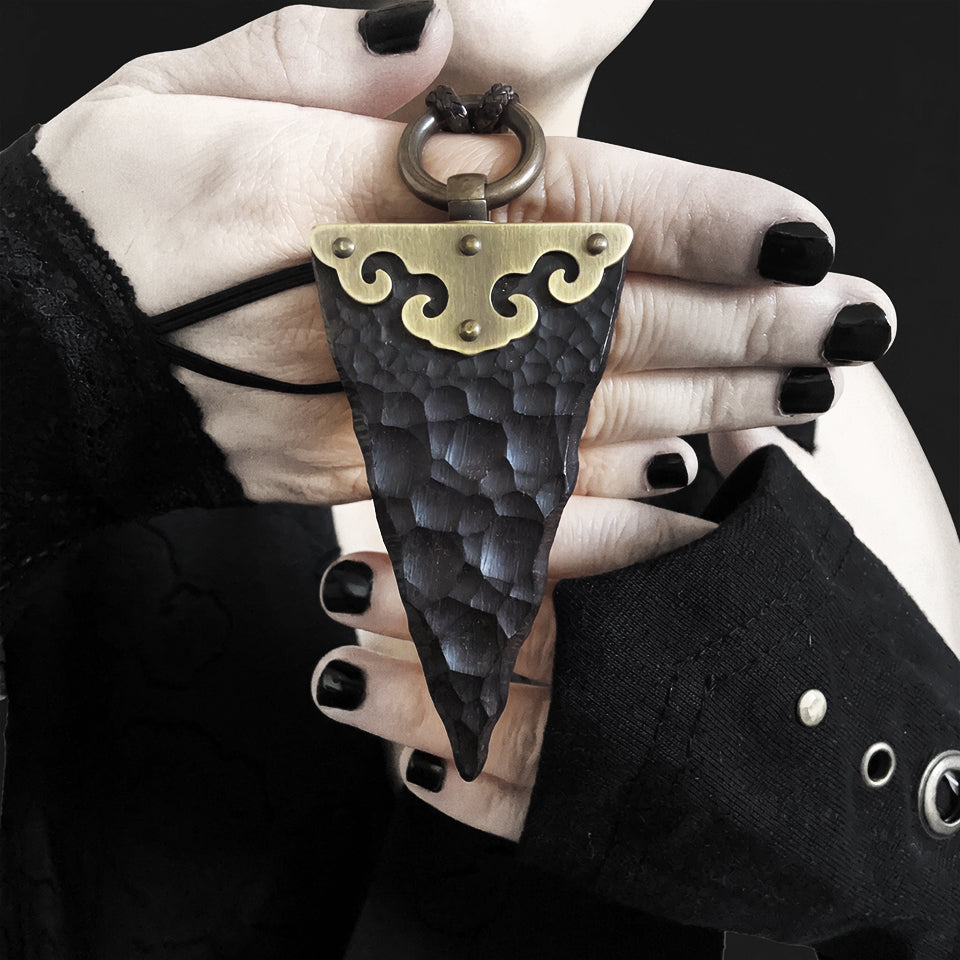 Brass-Clad Ebony Wood Triangle - Pendant