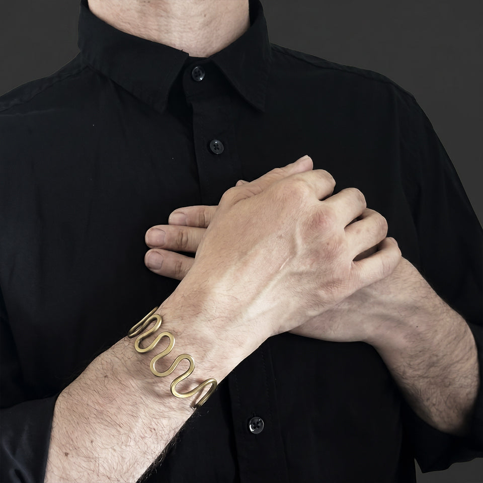 Vertical Brass Wave - Bracelet竖向波浪