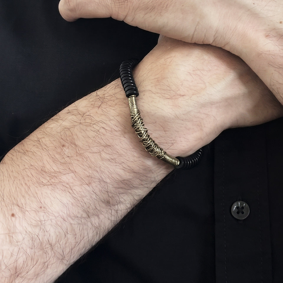 Wrapped Brass Bar - Single Wrap Bracelet