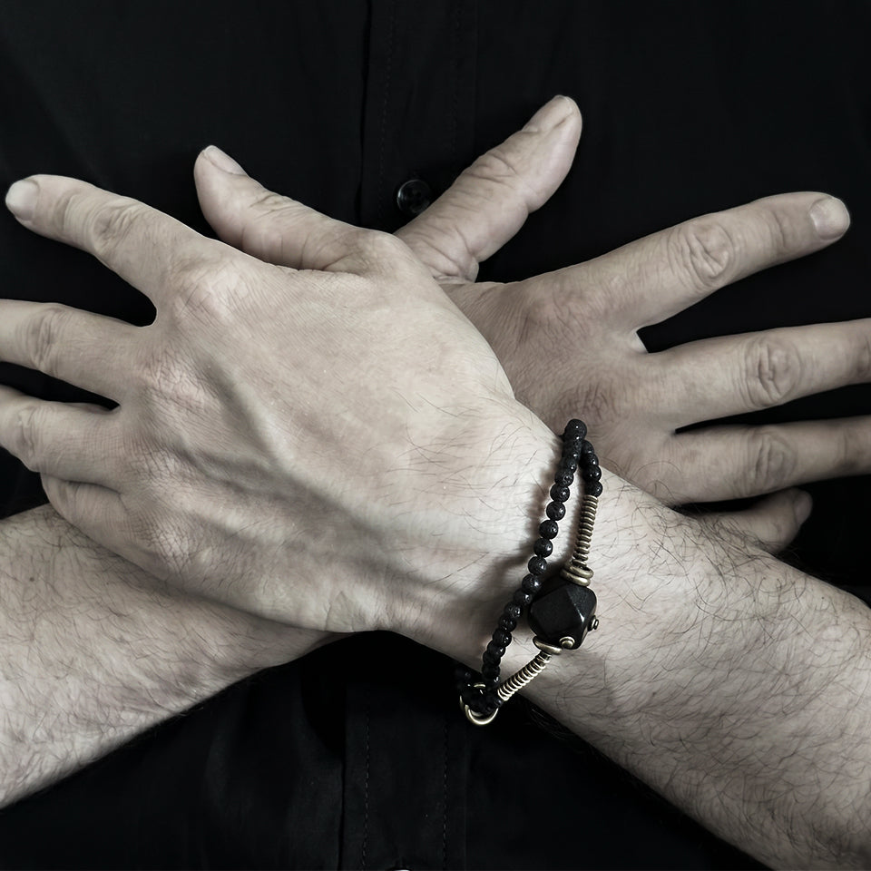 Ebony Wood Bead - Double Wrap Bracelet